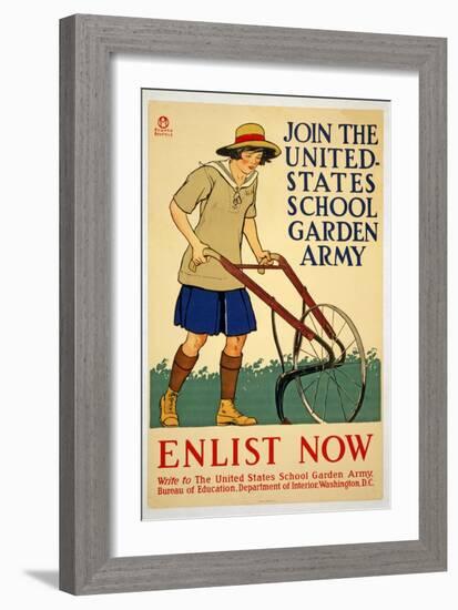 Join the United States School Garden Army - Enlist Now, 1918-Edward Penfield-Framed Giclee Print