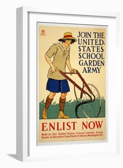 Join the United States School Garden Army - Enlist Now, 1918-Edward Penfield-Framed Giclee Print