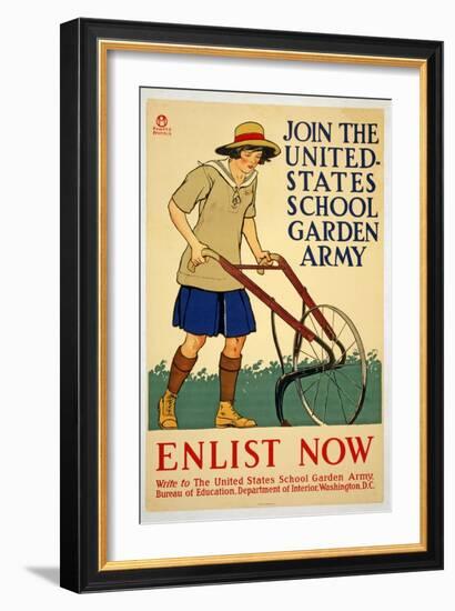 Join the United States School Garden Army - Enlist Now, 1918-Edward Penfield-Framed Giclee Print