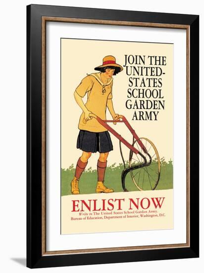 Join the United States School Garden Army-Edward Penfield-Framed Premium Giclee Print