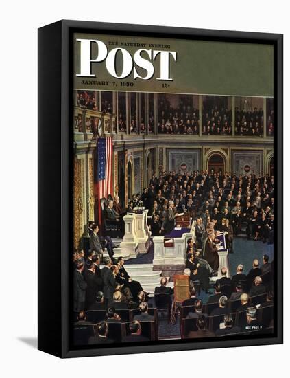 "Joint Session of Congress," Saturday Evening Post Cover, January 7, 1950-John Falter-Framed Premier Image Canvas