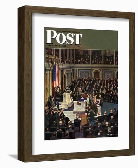 "Joint Session of Congress," Saturday Evening Post Cover, January 7, 1950-John Falter-Framed Giclee Print