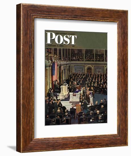 "Joint Session of Congress," Saturday Evening Post Cover, January 7, 1950-John Falter-Framed Giclee Print