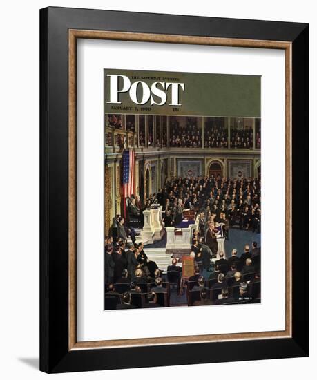 "Joint Session of Congress," Saturday Evening Post Cover, January 7, 1950-John Falter-Framed Giclee Print