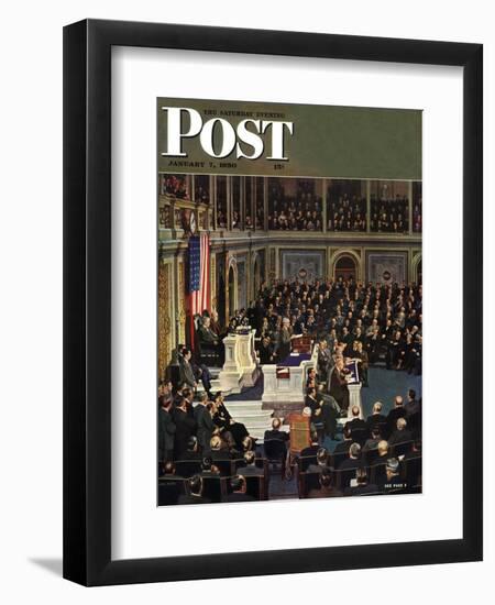 "Joint Session of Congress," Saturday Evening Post Cover, January 7, 1950-John Falter-Framed Giclee Print