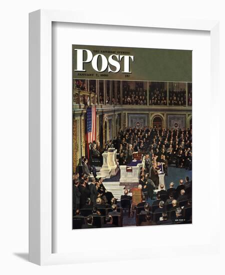 "Joint Session of Congress," Saturday Evening Post Cover, January 7, 1950-John Falter-Framed Giclee Print