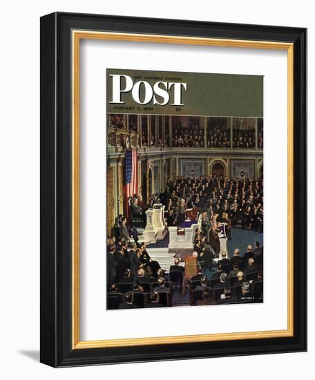 "Joint Session of Congress," Saturday Evening Post Cover, January 7, 1950-John Falter-Framed Giclee Print