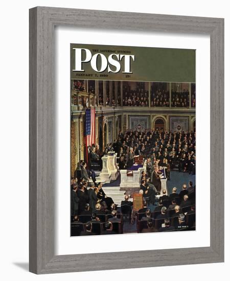 "Joint Session of Congress," Saturday Evening Post Cover, January 7, 1950-John Falter-Framed Giclee Print