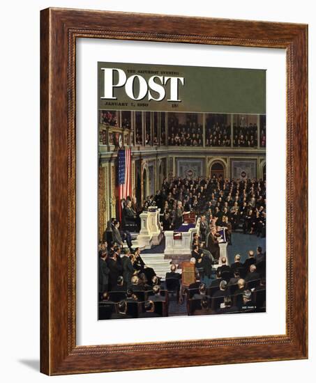"Joint Session of Congress," Saturday Evening Post Cover, January 7, 1950-John Falter-Framed Giclee Print