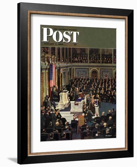 "Joint Session of Congress," Saturday Evening Post Cover, January 7, 1950-John Falter-Framed Giclee Print