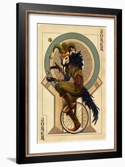 Joker - Playing Card-Lantern Press-Framed Art Print