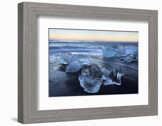 Jokulsa Beach at Sunrise, on the Edge of the Vatnajokull National Park, South Iceland-Lee Frost-Framed Photographic Print