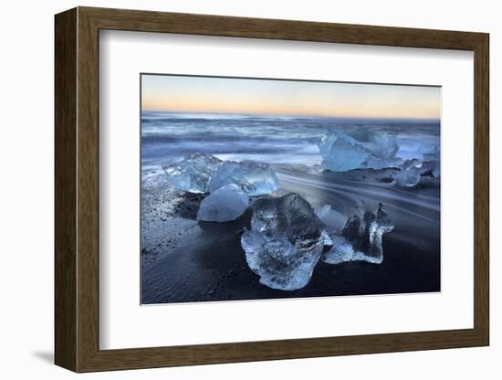 Jokulsa Beach at Sunrise, on the Edge of the Vatnajokull National Park, South Iceland-Lee Frost-Framed Photographic Print