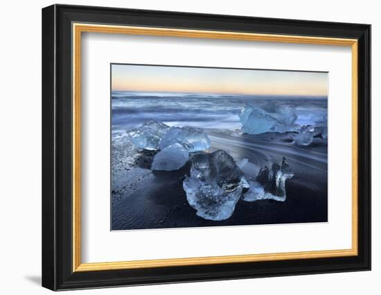 Jokulsa Beach at Sunrise, on the Edge of the Vatnajokull National Park, South Iceland-Lee Frost-Framed Photographic Print