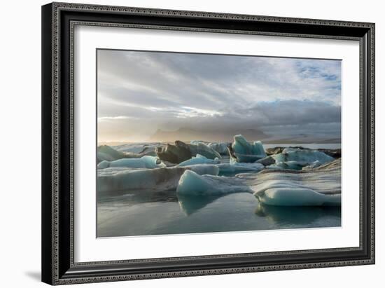 Jokulsarlon in Iceland - the Glacier or Glacial Lake - with Chunks of Iceberg Floating-Freespirittravel-Framed Photographic Print