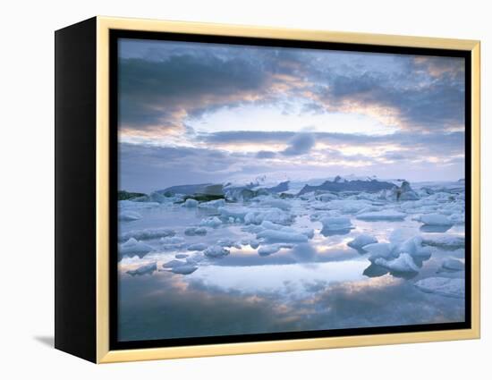 Jokuslarlon Glacial Lagoon, Vatnajokull Ice-Cap, Iceland, Polar Regions-Simon Harris-Framed Premier Image Canvas