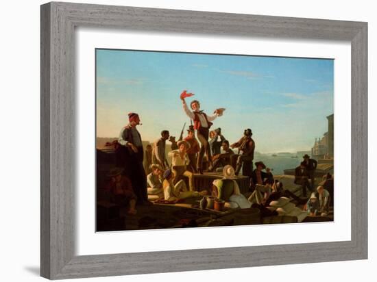 Jolly Flatboatmen in Port, 1857-George Caleb Bingham-Framed Giclee Print