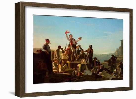 Jolly Flatboatmen in Port, 1857-George Caleb Bingham-Framed Giclee Print