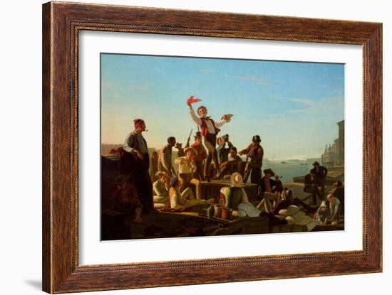 Jolly Flatboatmen in Port, 1857-George Caleb Bingham-Framed Giclee Print