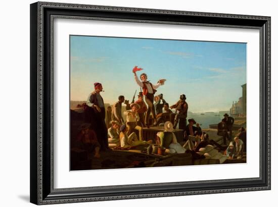 Jolly Flatboatmen in Port, 1857-George Caleb Bingham-Framed Giclee Print