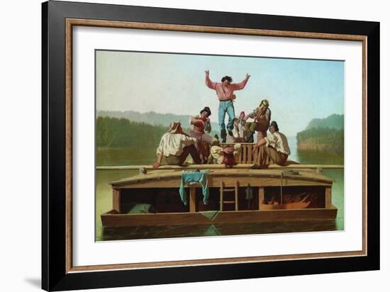 Jolly Flatboatmen-George Caleb Bingham-Framed Premium Giclee Print