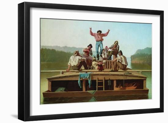 Jolly Flatboatmen-George Caleb Bingham-Framed Art Print