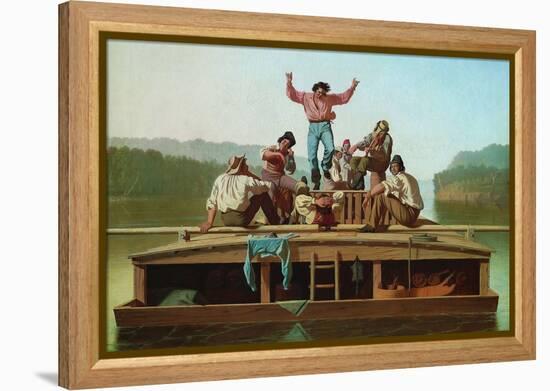 Jolly Flatboatmen-George Caleb Bingham-Framed Stretched Canvas