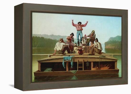 Jolly Flatboatmen-George Caleb Bingham-Framed Stretched Canvas