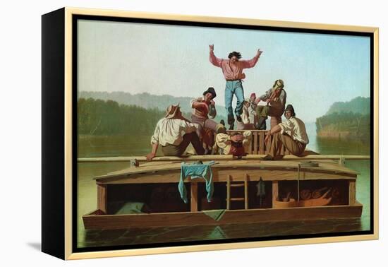 Jolly Flatboatmen-George Caleb Bingham-Framed Stretched Canvas