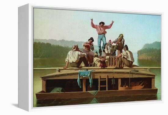 Jolly Flatboatmen-George Caleb Bingham-Framed Stretched Canvas