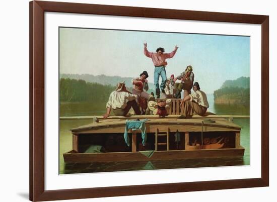 Jolly Flatboatmen-George Caleb Bingham-Framed Art Print