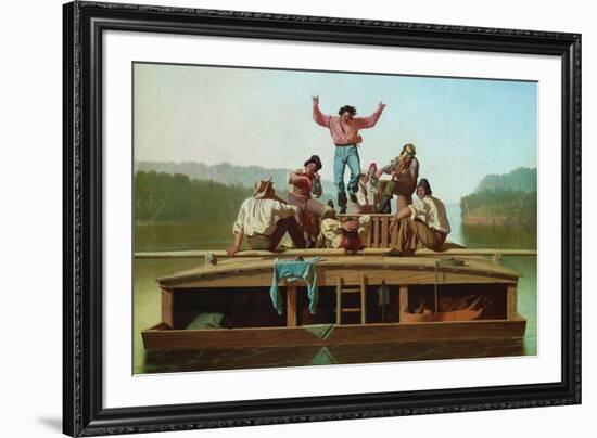 Jolly Flatboatmen-George Caleb Bingham-Framed Art Print