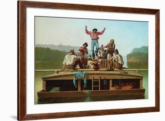 Jolly Flatboatmen-George Caleb Bingham-Framed Art Print