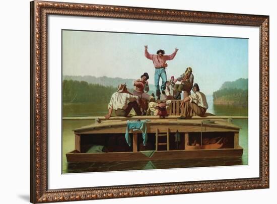 Jolly Flatboatmen-George Caleb Bingham-Framed Art Print