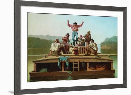 Jolly Flatboatmen-George Caleb Bingham-Framed Art Print