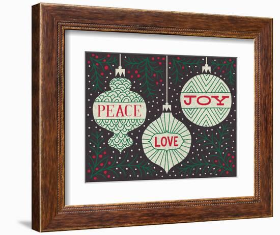 Jolly Holiday Ornaments Peace Love Joy-Michael Mullan-Framed Art Print