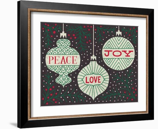 Jolly Holiday Ornaments Peace Love Joy-Michael Mullan-Framed Art Print