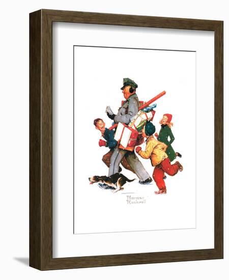 Jolly Postman-Norman Rockwell-Framed Giclee Print