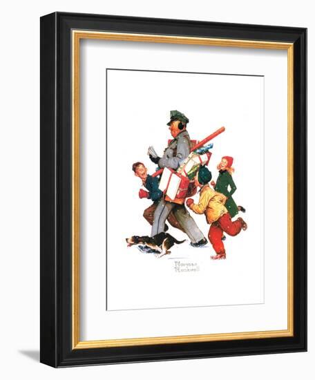 Jolly Postman-Norman Rockwell-Framed Giclee Print