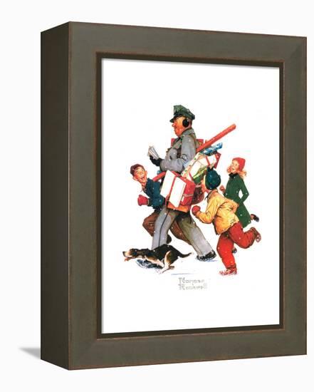 Jolly Postman-Norman Rockwell-Framed Premier Image Canvas