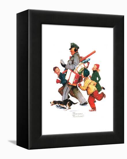 Jolly Postman-Norman Rockwell-Framed Premier Image Canvas