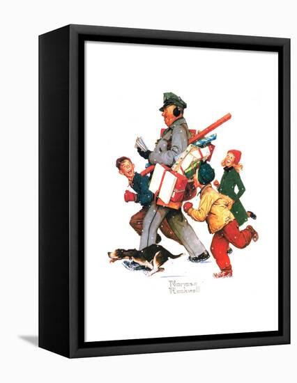 Jolly Postman-Norman Rockwell-Framed Premier Image Canvas