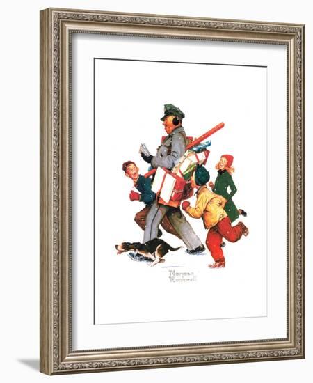 Jolly Postman-Norman Rockwell-Framed Giclee Print