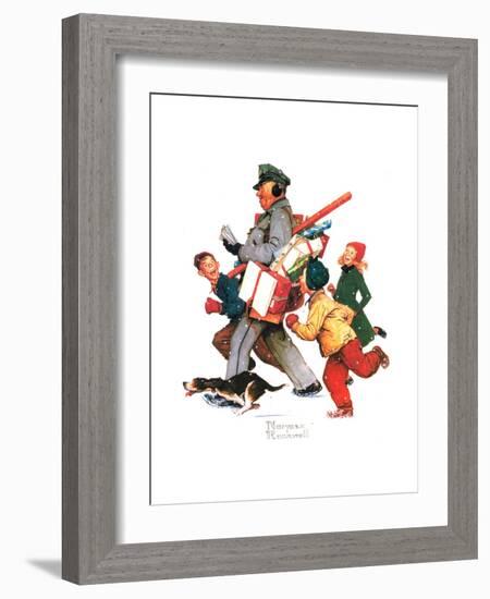 Jolly Postman-Norman Rockwell-Framed Giclee Print