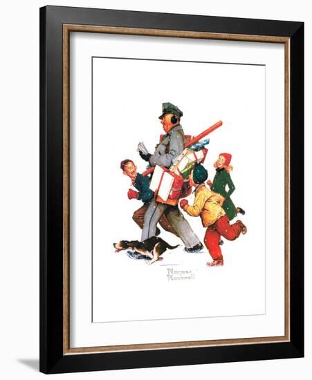 Jolly Postman-Norman Rockwell-Framed Giclee Print