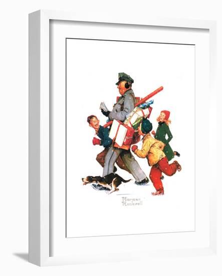 Jolly Postman-Norman Rockwell-Framed Giclee Print