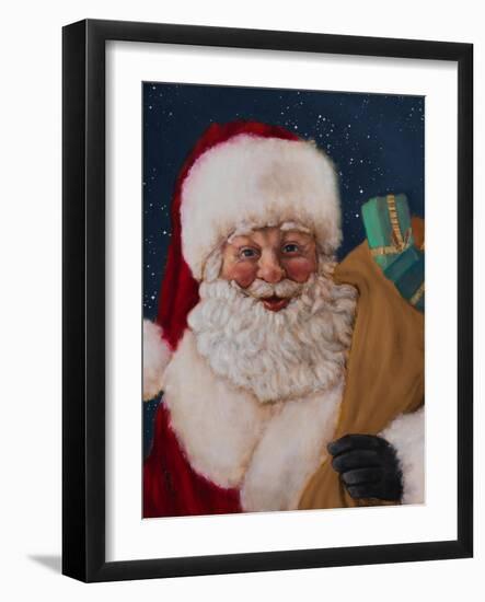 Jolly Saint Nick with Starry Night-Walt Johnson-Framed Art Print