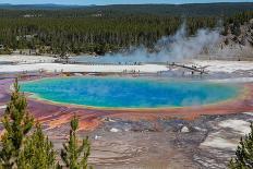 Yellowstone National Park, USA, Wyoming. Grand Prismatic Spring with tourist.-Jolly Sienda-Photographic Print