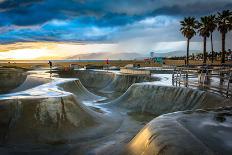 The Venice Skate Park at Sunset, in Venice Beach, Los Angeles, California.-Jon Bilous-Framed Photographic Print