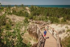 Boardwalk Steps down a Dune at Indiana Dunes National Park-Jon Lauriat-Photographic Print